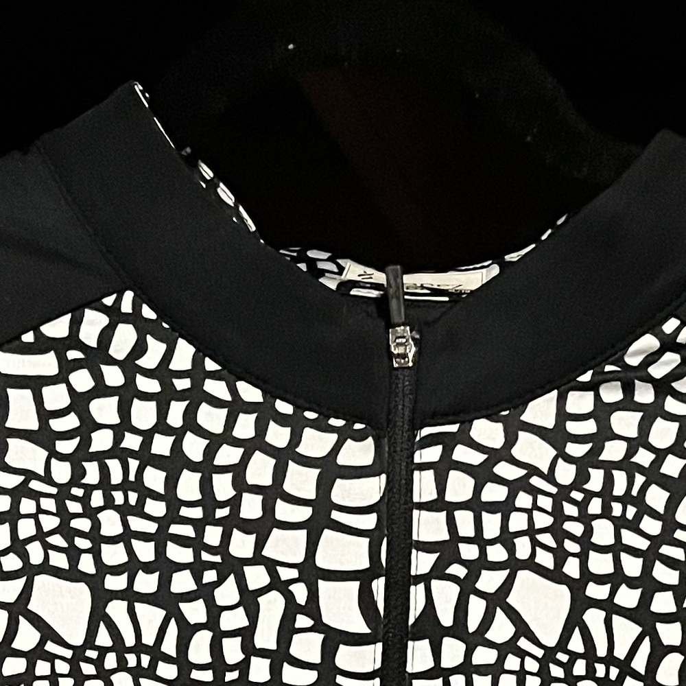 Women’s Black & White Grid Zip-Up Hoodie